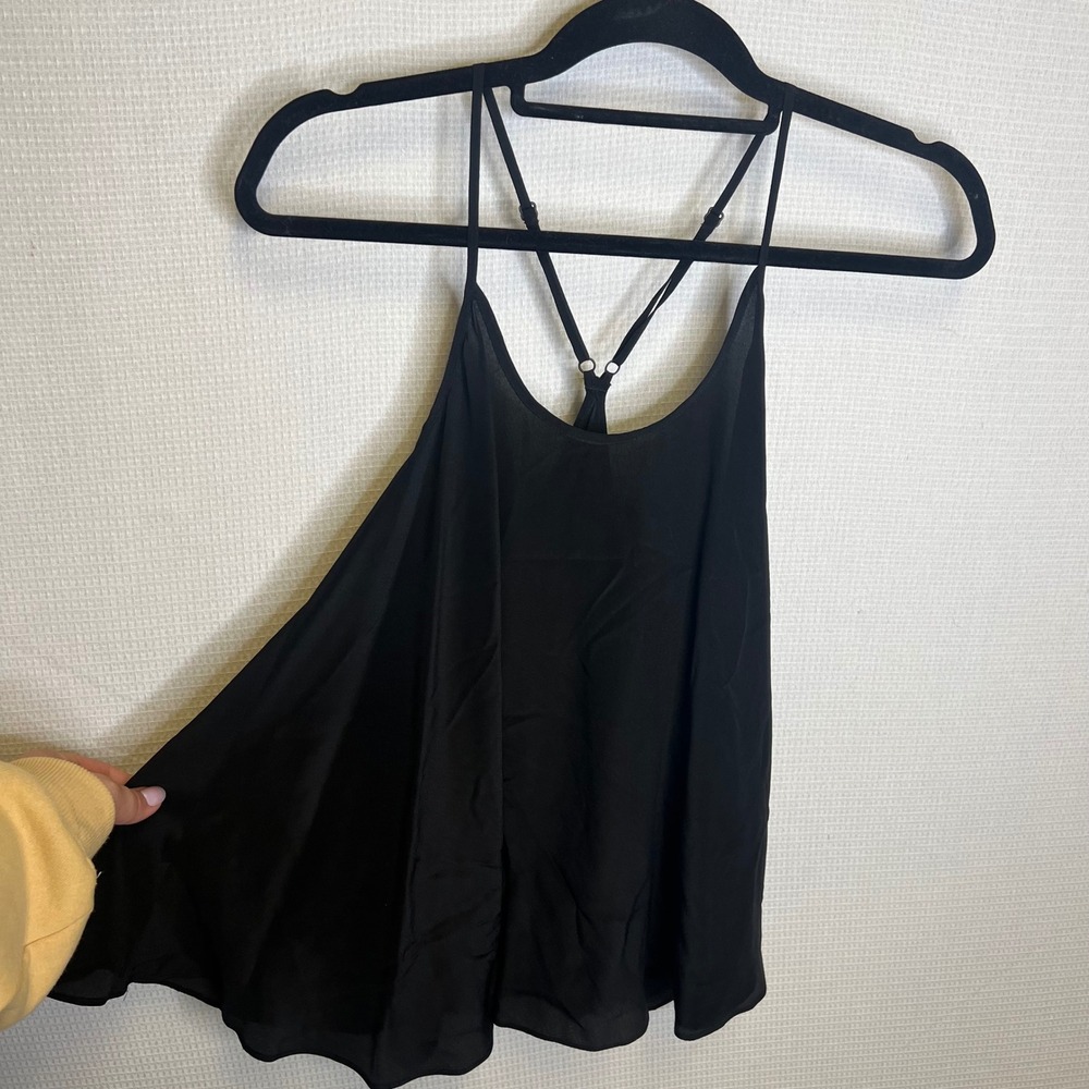 AllSaints Spitalfields Teulada Vest Black 100% Silk Racerback Cami Top Size 10